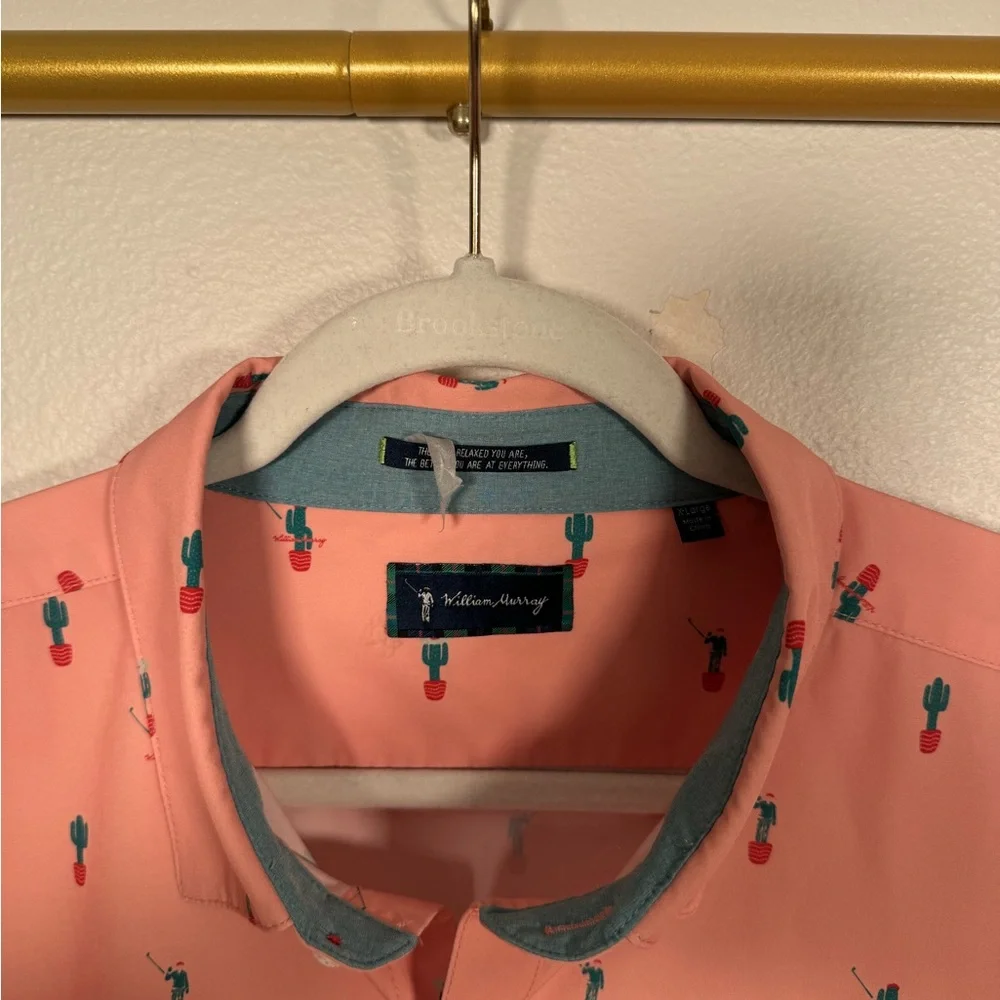 William Murray Golf Tito's Vodka Shirt coral‎ Cactus Men’s Sz XL
